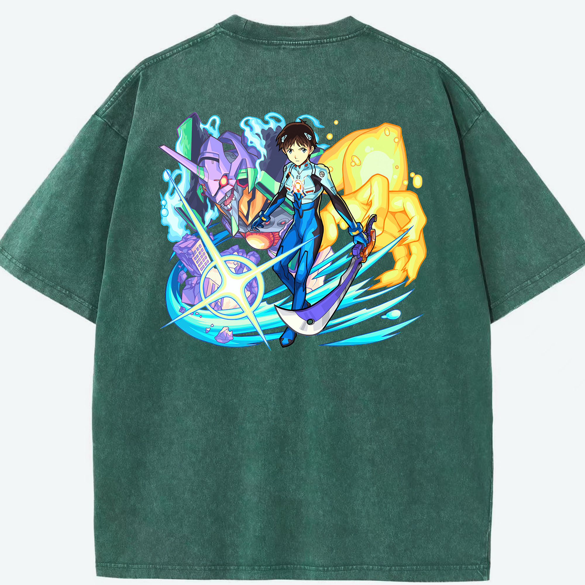 （画像用） EVA 新世紀エヴァンゲリオン 綿100% ヴィンテージ風 半袖Tシャツ（背面プリント）